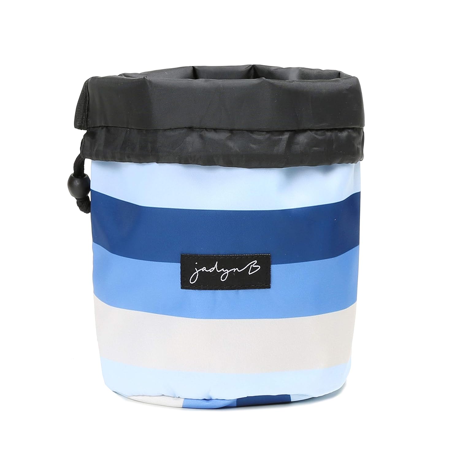 Jadyn B Cinch Top Compact Travel Makeup Bag and Cosmetic Organizer for Women (Blue Stripe)