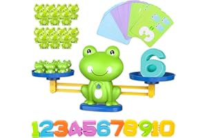 Frog Balance Game, Plastic Balance Scale Kindergarten Math Games with Frog, Number and Cards, Educational Counting Toys for K