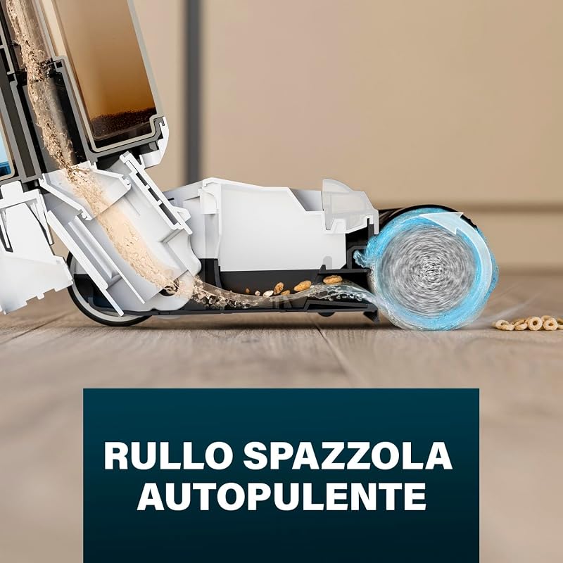 337010 AquaMotion Plus Lavapavimenti, 4 in 1 Aspira, Lava & Asciuga, Senza Fili, 50 Min Autonomia, Filtro HEPA, Autopulizia, 170W, 75dB, Display Intelligente, Base di Ricarica, Leggero