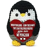 OASSIE Anniversary Couple Gifts for Men Women - Positive Penguin Crochet - Engagement Wedding Anniversary Birthday Gifts for Him Her Boyfriend Girlfriend Husband Wife, I Love You Gift for Him Her