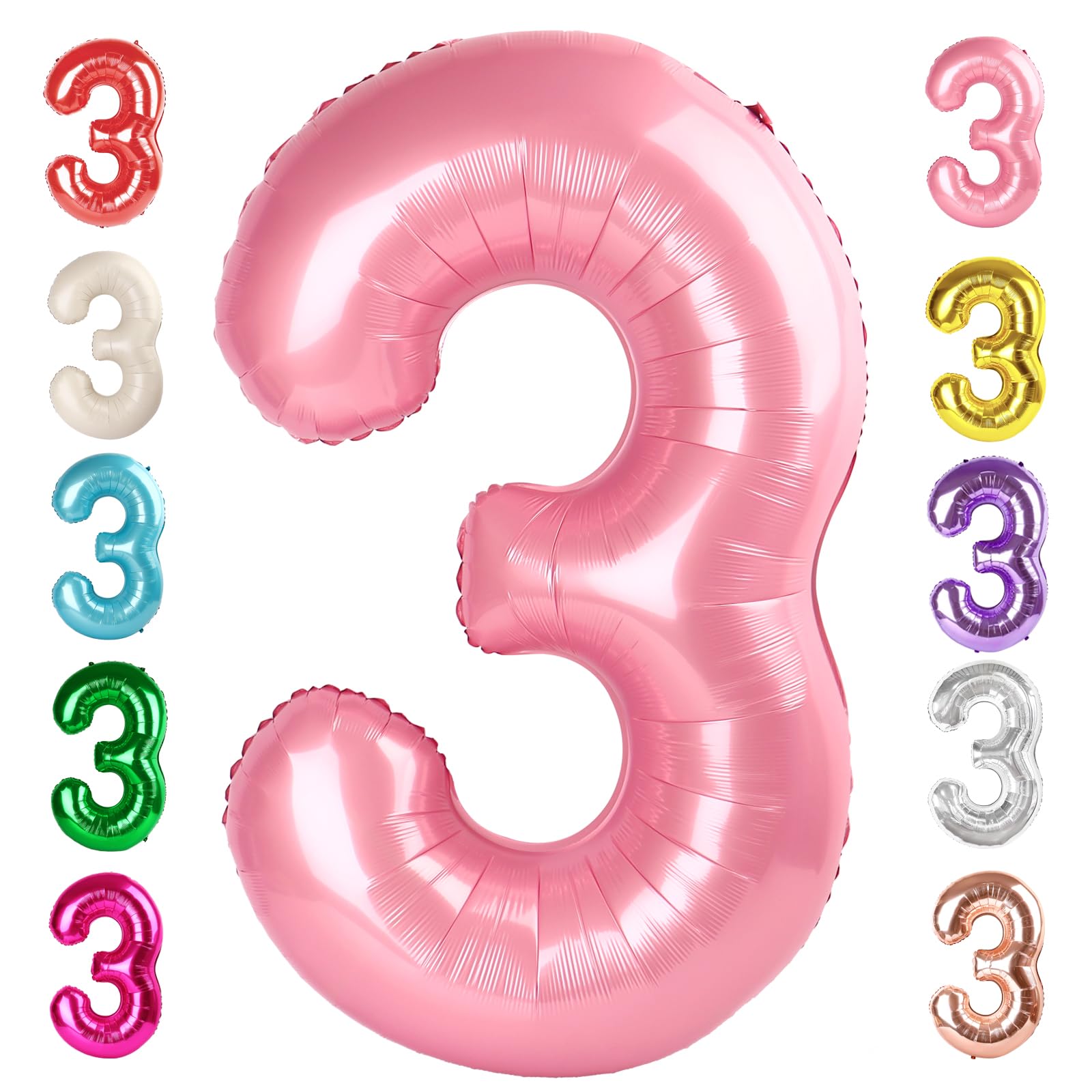 Photo 1 of 3 Balloon Pink Party Decorations, Number Balloons 40 Inch 3rd 3 Girl Birthday Decorations, 13 30 31 33 Anniversary Decor, Gracie Corner Party Decorations