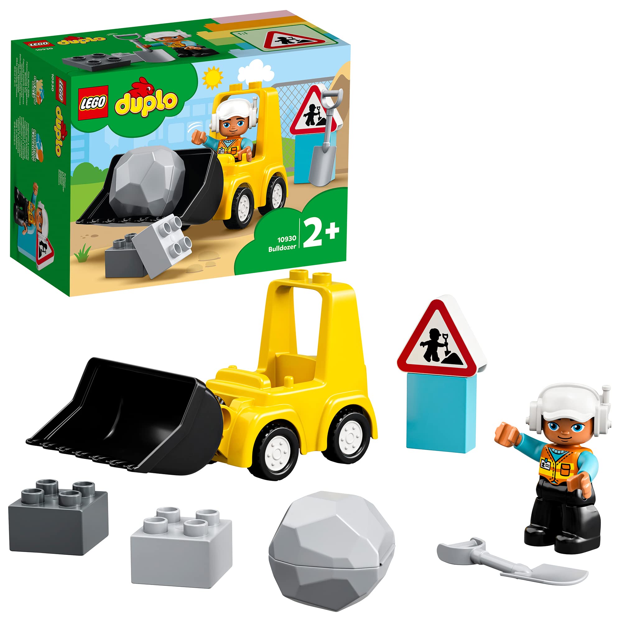 LEGO 10930 DUPLO Town Bulldozer Construction Vehicle Toy Set, Early Development and Activity Toys, Gift for Toddlers, Boys & Girls Age 2 Plus Years Old