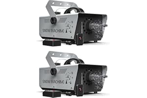QUEENFAVOR 1000W Snow Machine Remote & Manual Control Snowflake Making Adjustable Snowflake Size Snowmaker Perfect for Christmas,Weddings and Theatrical Effects (Grey, 2)