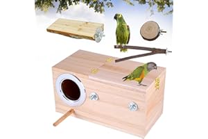 PureVie Wood Breeding Box, Parakeet Nesting Box, Bird Aviary Cage Box for Finch Lovebirds Cockatiel Budgie Conure Parrot(Size