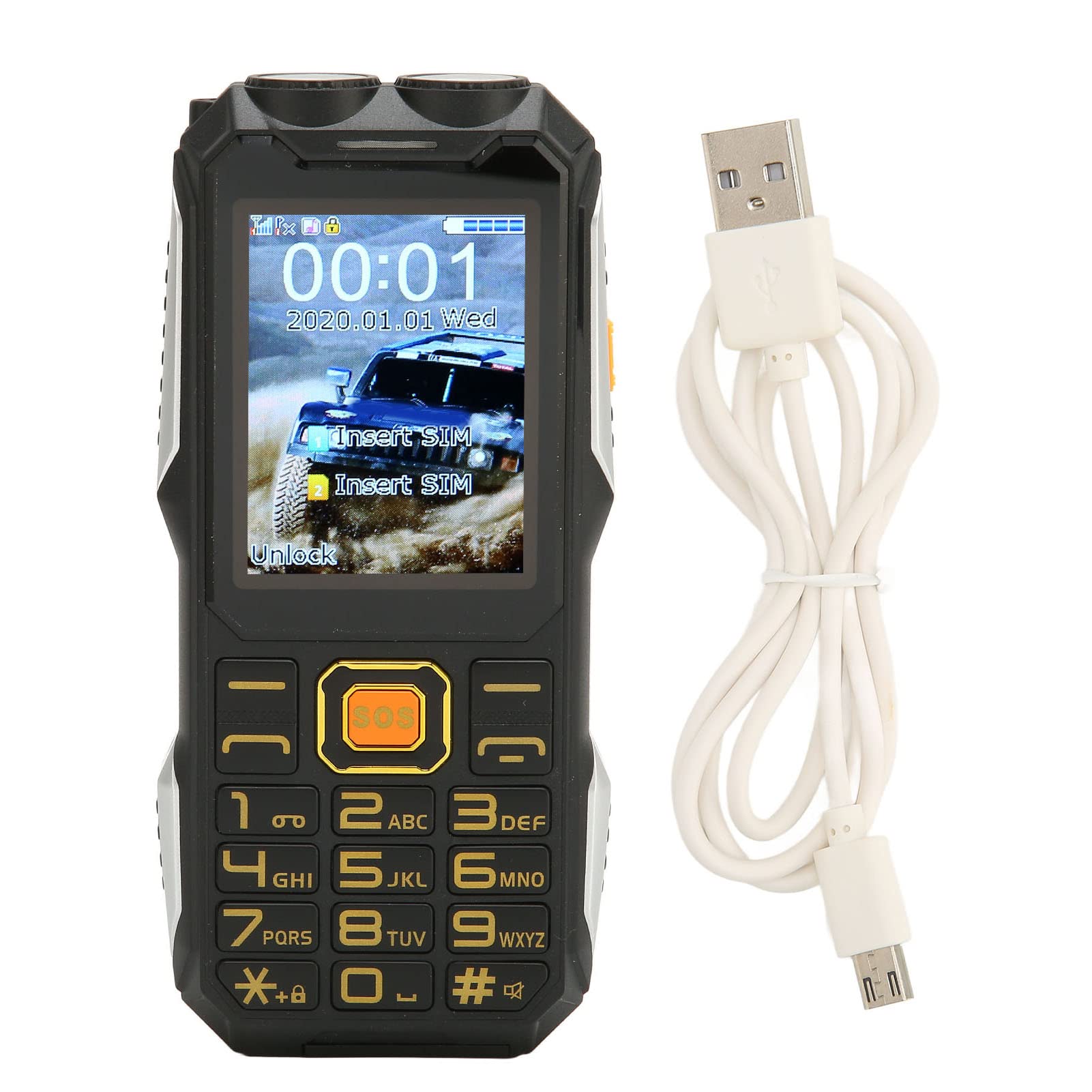 Unlocked Senior Cell Phone, Big Button Dual SIM Senior Phone, Easy to Use Mobile Phone with Large Capacity Battery, Flashlight, SOS Key, Voice Recorder, Calendar, Alarm Clock, Calculator, Black