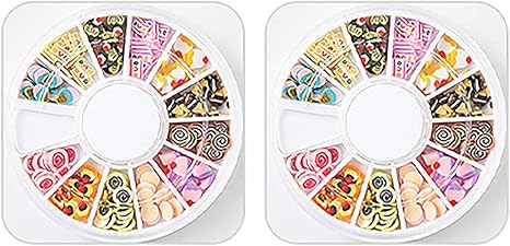 Amazon Co Jp 2箱 ポリマー クレイ スライス ファッジネイルデコレーション マニキュアツール カラフルなキラキラ 柔らかい粘土かけら ホーム キッチン