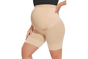 abkylie Bump Support Seamless Maternity Shapewear for Pregnancy Dress, High-Waist Underwear Mid-Thigh Panties Shorts