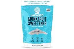 Lakanto Powdered Monk Fruit Sweetener With Erythritol, Powdered Sugar Substitute Sweetener For Baking & Cooking Waffles, Donuts, Cookies & More, Keto, Low Calorie, Low Carb, Vegan, Gluten Free, 1 Lb