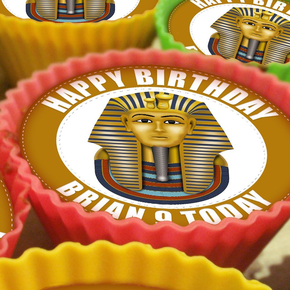 20 x Personalised Mummy Tutankhamun Egypt 5cm High Resolution Cupcake Toppers