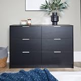 Home Source 6-Drawer Chest Black MDF Bedroom Storage Cabinet 120cm view 4
