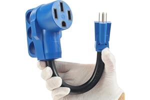 CAMPELIFY 50 Amp to 110 Volt RV Plug Adapter Power Cord 12-Inch,NEMA 5-15P to 14-50R 15 Amp to 50 Amp Electrical Cord for RV Camper Plugs into 15 Amp Wall Outlet-Rated for 15A/125V,Not for EV Chargers