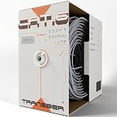 Transber, CAT6 250ft Ethernet Cable Solid UTP Up to 10Gbps 550Mhz 23AWG 4x2 Pair Bulk Cable Network PoE++/4PPoE LAN Wire 500-feet Easy Pull Box (Gray)