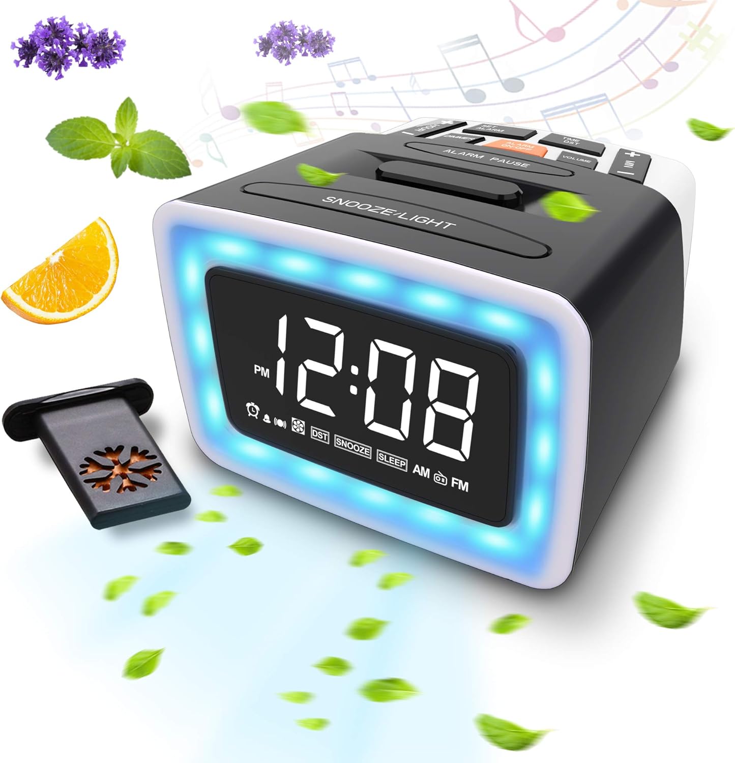 OnLyee Essential Oil Diffusing Scent Alarm Clock with LED