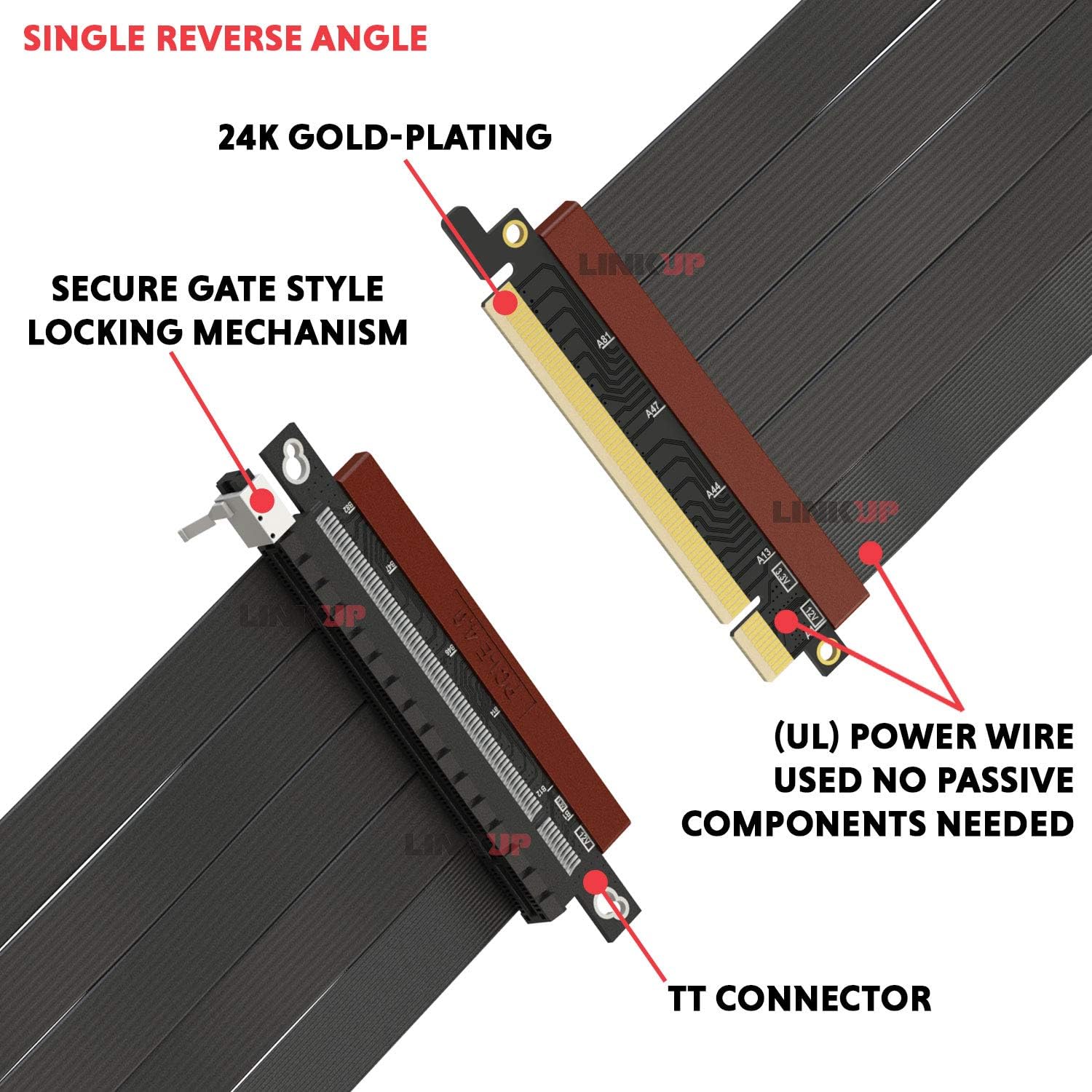 LINKUP - Ultra PCIe 4.0 X16 Riser Cable Shielded Extreme High-Speed Vertical Mount Gaming PCI Express Gen4 - Image 3