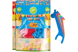SMARTLIFECO Biodegradable Kids Flossers - Unflavored Dental Floss Picks for Children | Fluoride & Plastic Free | Natural Fun Animal Flossing Sticks for Toddlers Teeth | Eco Friendly Organic Compostable, 100 Pack