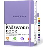 Password Book with Alphabetical Tabs &ndash; Hardcover Internet Address &amp; Password Organizer &ndash; Password Keeper Notebook for Computer &amp; Website &ndash; 5.2 x 7.6" (Lavender)