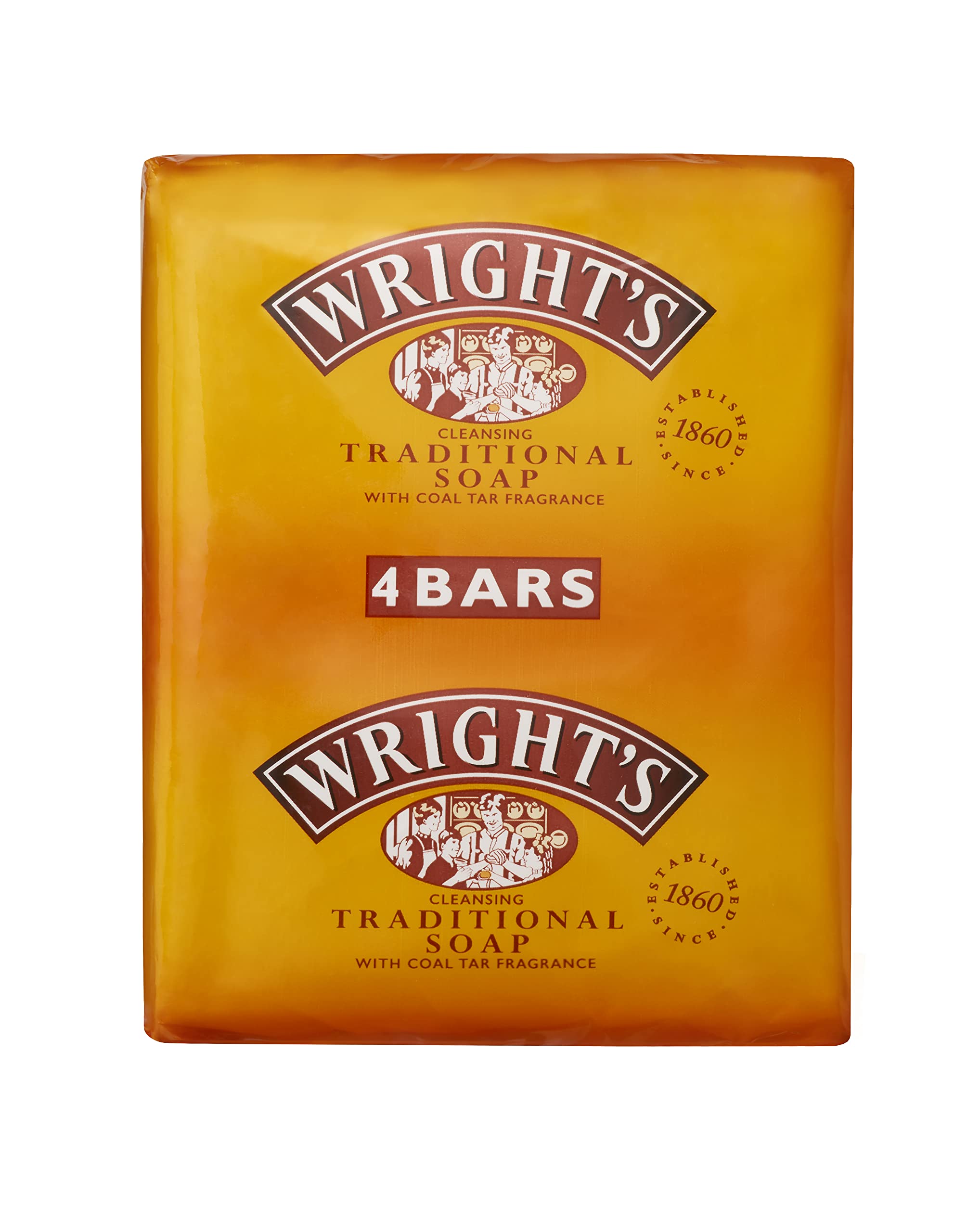 Wrights Traditional Soap with Coal Tar Fragrance 125g pack of 4