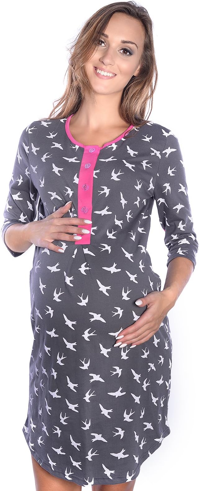 Mija - 2 in1 Maternity & nursing/breastfeeding 100% cotton nightdress 4016