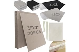 KREAPA Chipboard for Book Binding, Book Binding Kits Include 20 pcs 5x7 Inch 50 PT Chip Board, 10 Pcs Bookcloth (Gray, Black, 7.8x8.6 inch), 2 Bone Folder and A Mull Colth for Book Binding(35x45 inch)