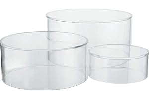 Red Co. Set of 3 Sizes (6", 5", 4") Acrylic Round Cylinder Display Nesting Riser Stands with Hollow Bottoms, Crystal Clear