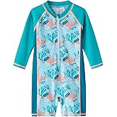 LIBREDGE Baby Boys Swimsuit Long Sleeve Bathing Suit Zipper Bathing Suit Rash Guard Infant Beach Boys' Swimwear