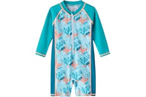 LIBREDGE Baby Boys Swimsuit Long Sleeve Bathing Suit Zipper Bathing Suit Rash Guard Infant Beach Boys' Swimwear