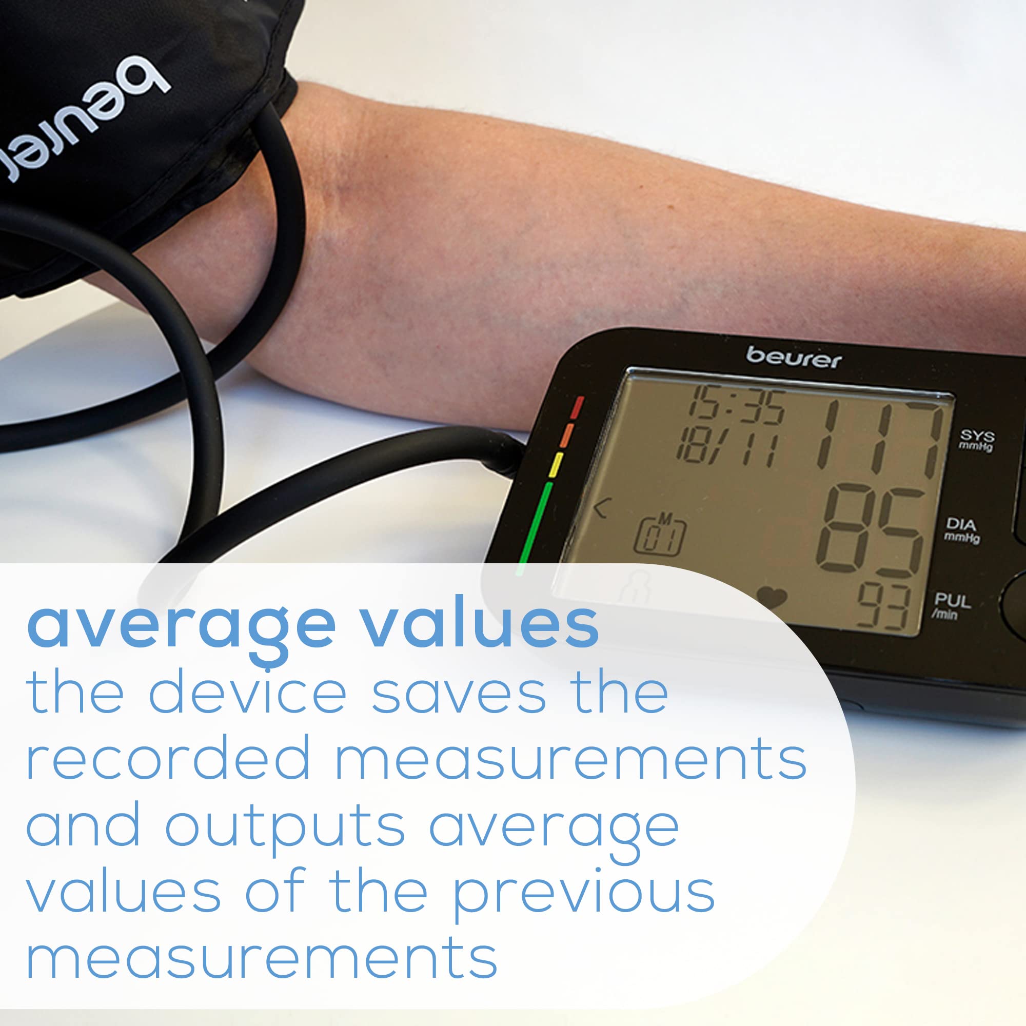 Beurer BM54 Upper Arm Blood Pressure Monitor, Bluetooth with Adjustable Automatic Cuff, Large Display, Smart Machine for Home Use, Portable Storage Case Included, Black