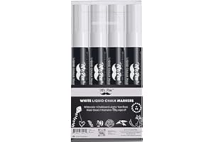 Mr. Pen- White Chalk Markers for Blackboard, 4 Pack, Dual Tip, 8 labels, White Liquid Chalk Marker, For Non-porous Surfaces, Chalkboard Pen