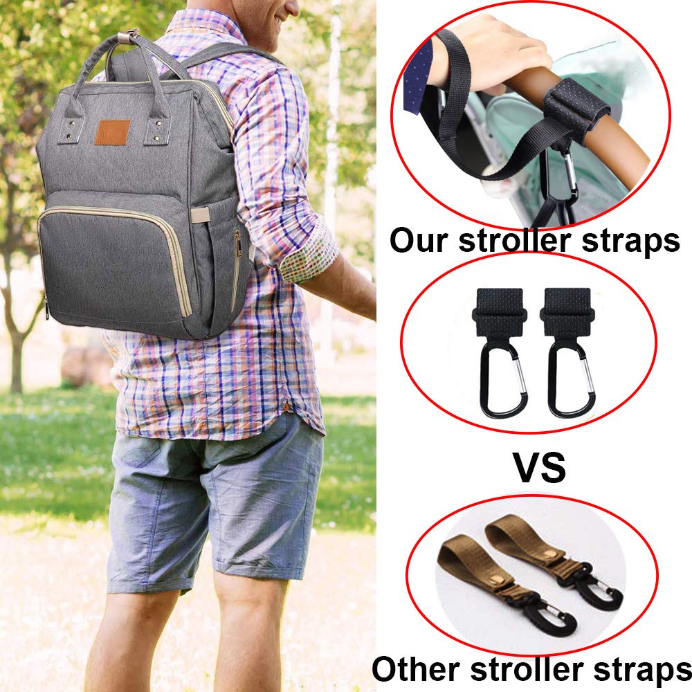 Baby Diaper Bag Backpack Waterproof with Stroller Strap Insulated Bag Mom Dad