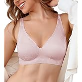 DEANGELMON Bras for Women No Underwire Seamless Wireless V Neck Comfort Bra Back Smoothing T-Shirt Bras
