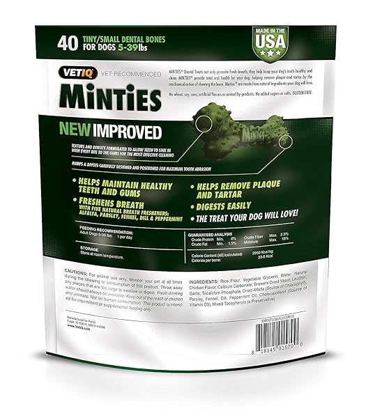 MINTIES DOG DENTAL BONE TREATS, MINT, TINY/SMALL, 16 OZ (PACK OF 2)