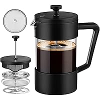 Veken French Press Coffee & Tea Maker 21oz, Thickened Borosilicate Glass Coffee Press with 3 Filter Screens, Rust-Free…