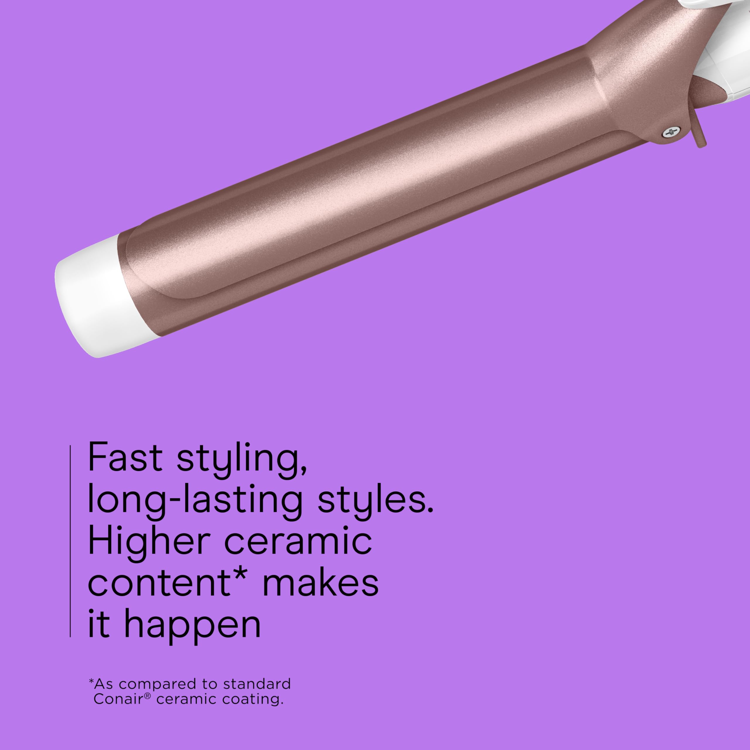 Conair Double Ceramic 1 ½-Inch Long Barrel Curling Iron, 1 ½-Inch Barrel Creates Soft Waves, Hair Waver for Use on Medium & Long Hair, White/Rose Gold