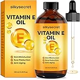 SilkySecret Organic Vitamin E Oil (4.05 Fl Oz), 50,000 IU Face and Body Moisturizer with Almond, Jojoba, and Rosehip Oils, Sk