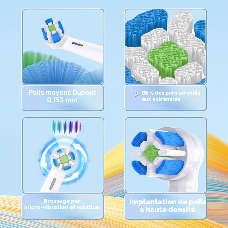 Compatible avec Oral-B iO 3/4/5/6/7/8/9/10 Series Ultimate Clean la brosse à dents électrique Têtes de brosses de remplacement, pour Oral-B iO la brosse à dents électrique, Lot De 10 (Blanc, Medium)