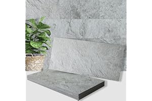 AULIGET 20-Piece Light Slate Peel and Stick Backsplash Wall Tiles, 6" x 12" PVC Faux Stone Stick on Tiles for Backsplash Kitchen, Bathroom, Laundry Room, Camper, Fireplace