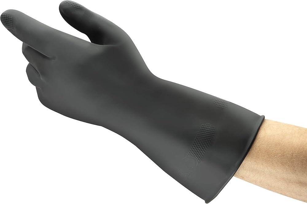 Ansell AlphaTec 87-118 Chemical Resistant Latex Gloves Size S Black Heavy Duty