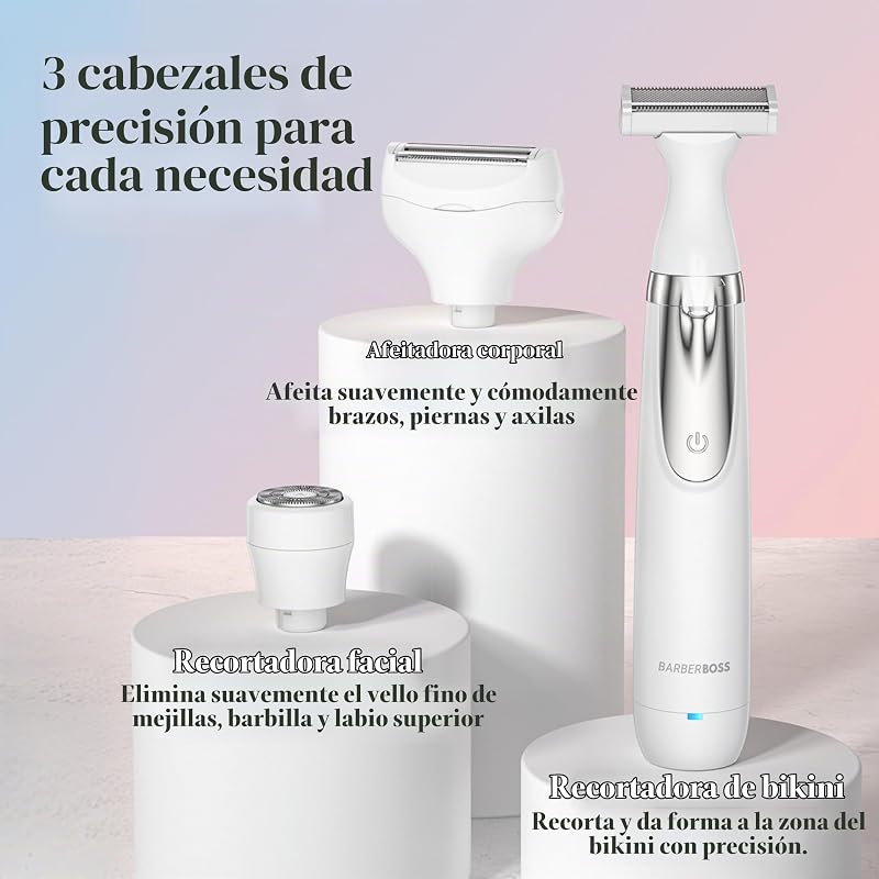 Afeitadora eléctrica para mujer, afeitadora portátil 3 en 1 para mujer, afeitadora corporal, de bikini y facial, afeitadora inalámbrica, depiladora facial, QR-8003
