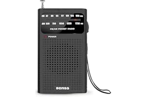 Benss Small Radios Portable AM FM, Transistor radios 2AA Battery Operated with Best Reception, Radio with Speaker & Headphone Jack, Pocket Radio for Indoor, Outdoor and Emergency Use(Black)
