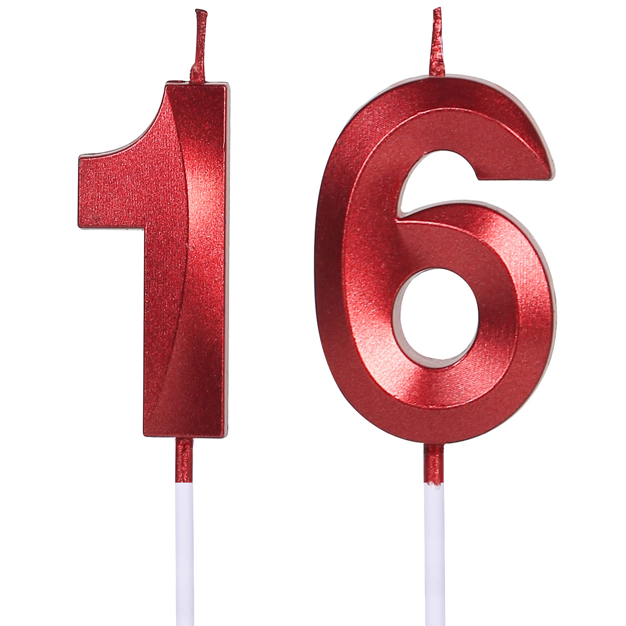 Photo 1 of Red 16th & 61st Birthday Candles for Cakes, Number 16 61 Glitter Candle Cake Topper for Party Anniversary Wedding Celebration Decoration
