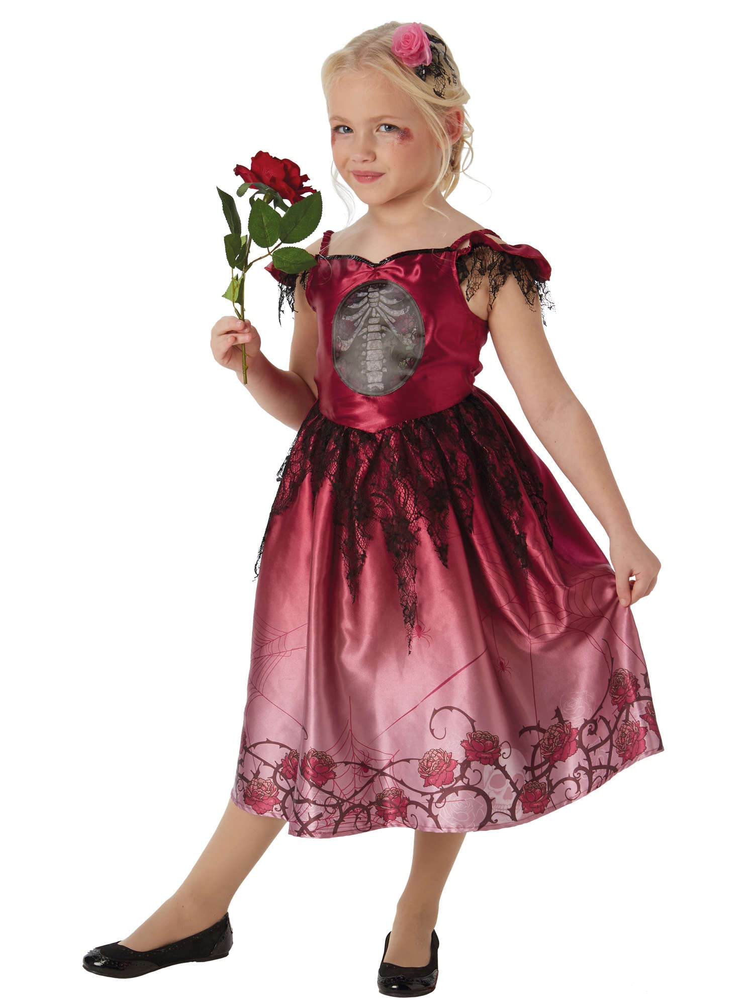Rubies Official Rags and Roses Halloween Gothic Bride Girls Costume, Childs Size Small 3-4 Years