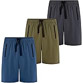 BIG ELEPHANT Kids Casual Shorts with Zipper Pockets and Drawsting, Youth Boys Athletic Shorts for Running Playing