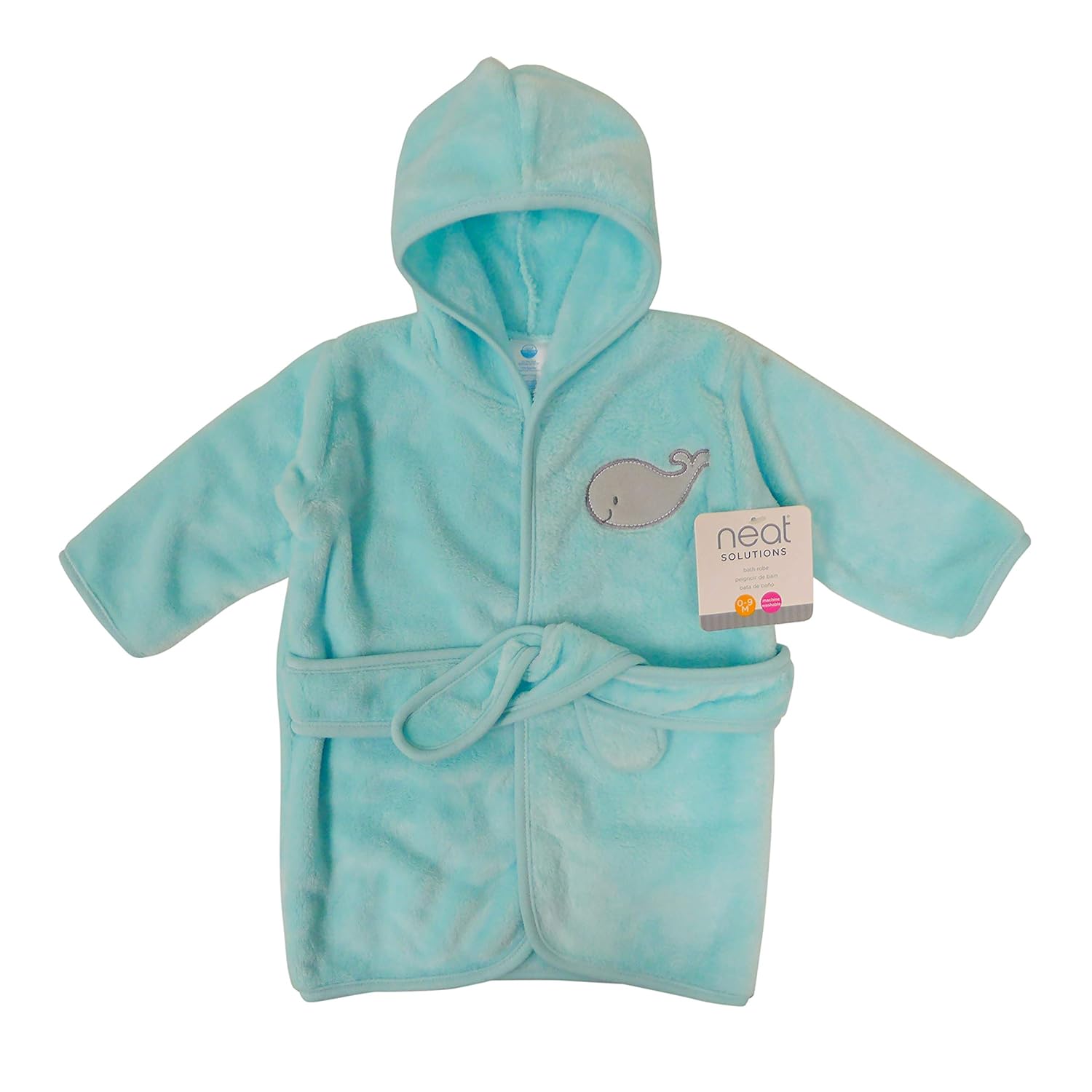 Neat Solutions Extra Soft & Warm Hooded Baby Bathrobe, Playful Whale, 0-9 Months, 13.7 x 7.2 x 2.2 Inch (HR136): Baby