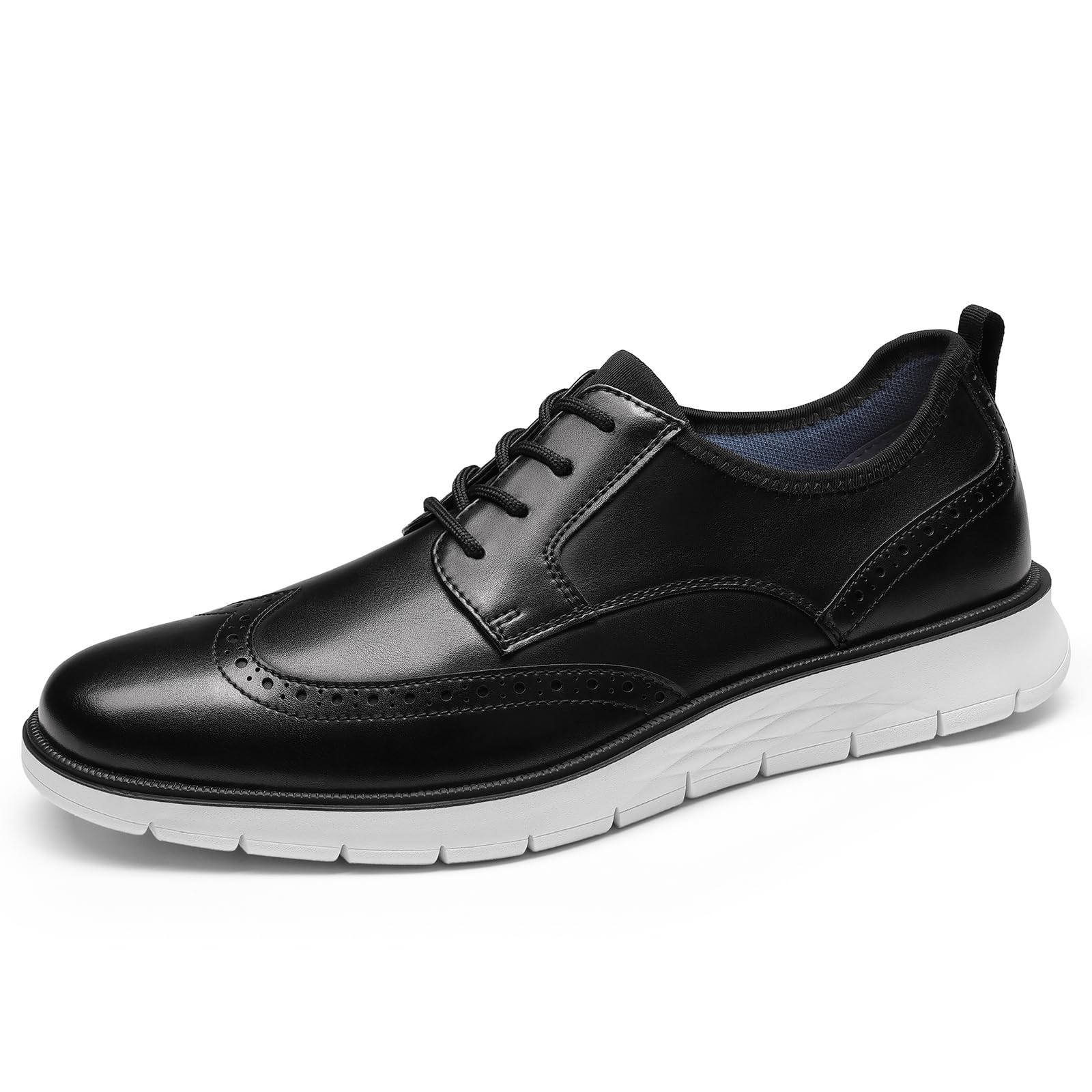 Photo 1 of Mens Comfortable Dress Shoes, Oxford Breathable Dress Sneakers Lightweight for Men, Business Casual Shoes with Wingtip for Office Walking Black