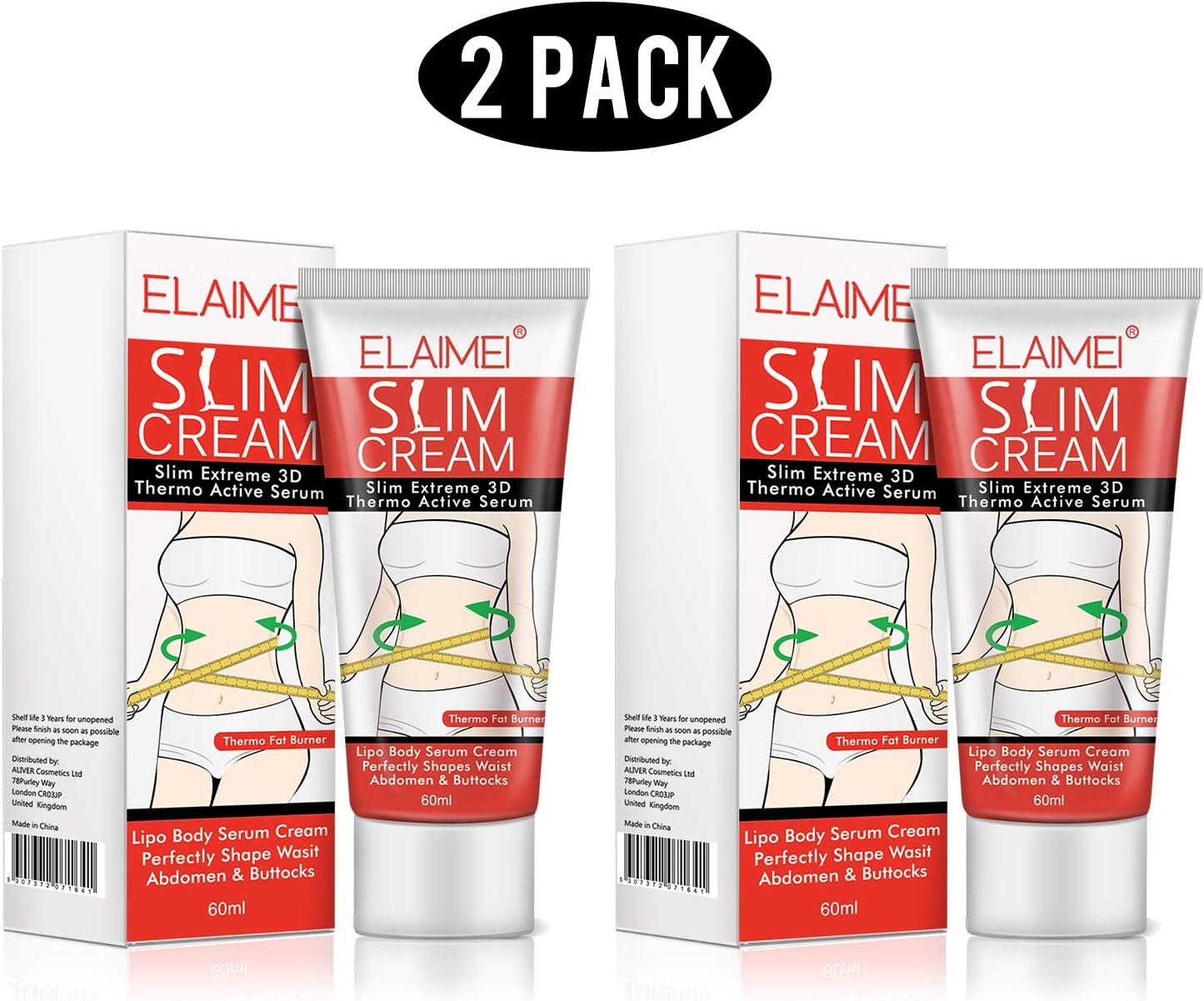 2 Pack Slimming Cream,Cellulite Removal Cream Fat Burner Weight Loss Slim Creams Leg Body Waist Effective Anti Cellulite Fat Burning(60ml)