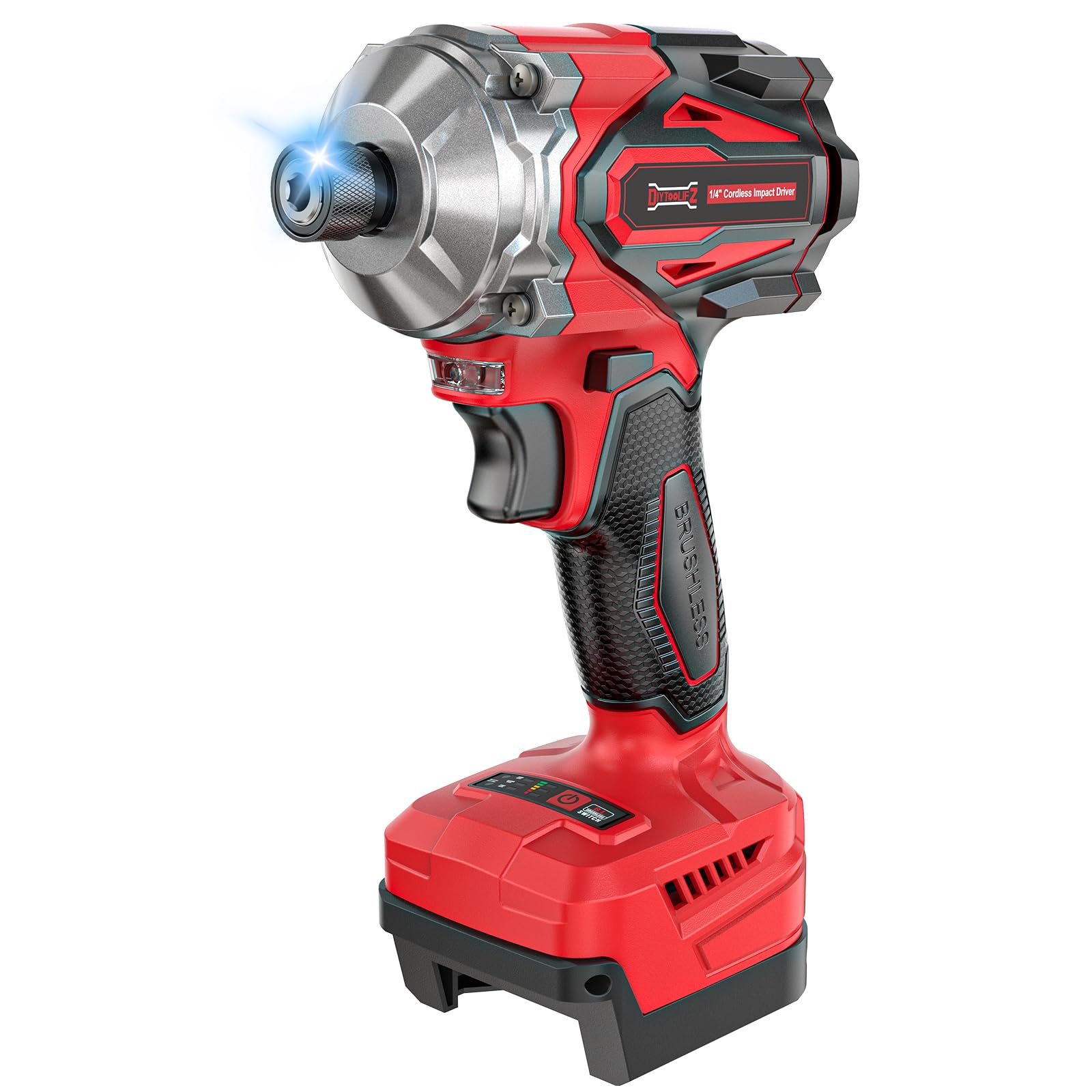 Photo 1 of 1/4 Inch Cordless Impact Driver Compatible with Milwaukee 18V Battery (Bare Tool), 2800 in-lbs Brushless Motor, 3-Speed (0–3900 RPM) Compact & Portable Driver for DIY Projects, Auto-Stop & LED Light