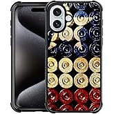 DJSOK Case for iPhone 16,Luxury Pattern Design Shockproof Rugged Cover,Cases for Man Woman-Classic Red and White Bullet Flag
