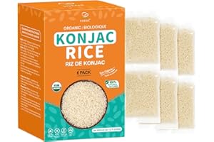 Soeos Organic Dried Konjac Rice, 6 Pack (40g Each), Plant-Based, Quick-Cooking Rice Alternative, Pantry Staple for Stir-Fries