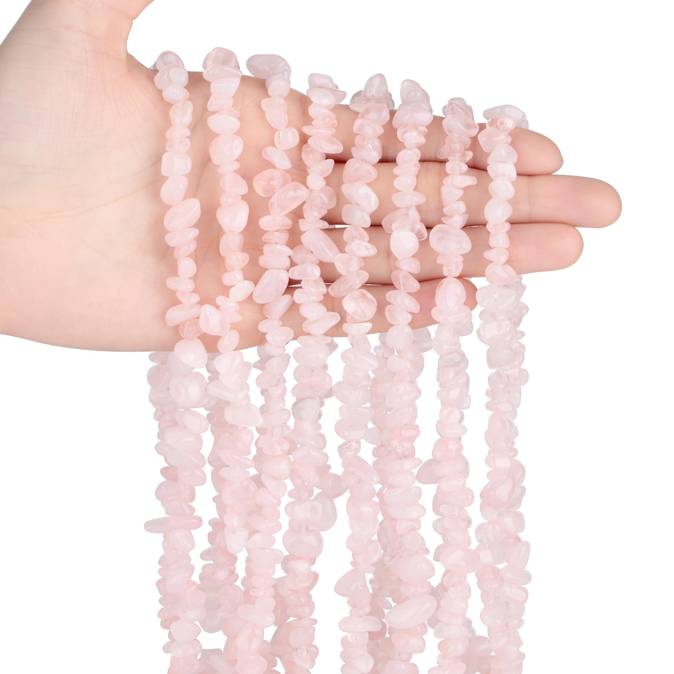 XIANNVXI 400 Pcs Drilled Pink Rose Quartz Chip Beads for Crafting Pink Beads for Jewellery Bracelet Making