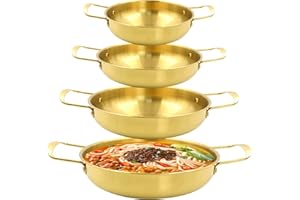 4 Sizes Korean Ramen Pot, ATSKIM Stainless Steel Noodle Cooking Pots for Stove, Golden Ramen Cooker with Handles for Pasta So
